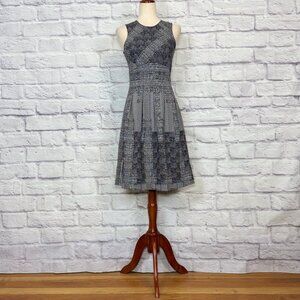 H&M Black & White Patchwork Patterned Sheath Dress